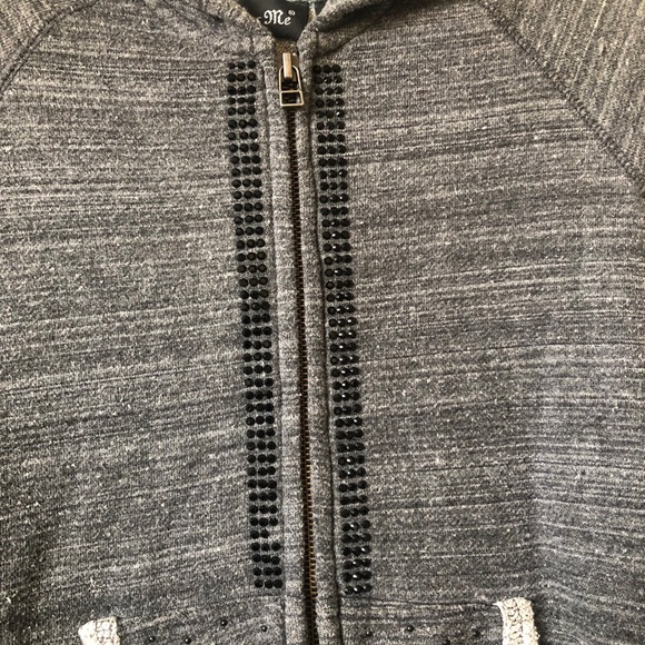 Miss Me Grey Hooded Zippered Jacket - Picture 3 of 6